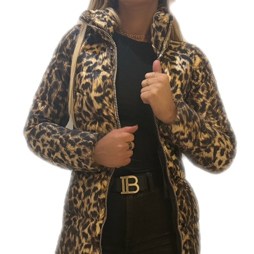 Leopard duck down puffer jacket